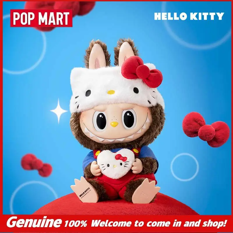 

New Genuine POPMART Bubble Mart LABUBU x HELLO KITTY Sanrio Labubu Resin Plush Toy Cute Plush Doll Blind Box Toy Collectible