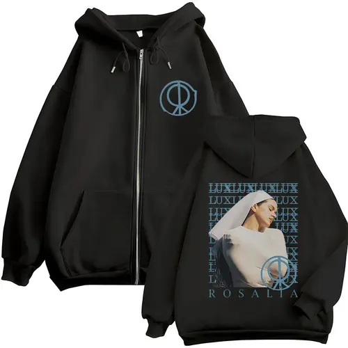 Rosalia Lux Tour 2025 álbum con cremallera Sudadera con capucha Unisex Retro chaqueta de alta calidad sudaderas música Pop gótica Sudadera con capucha de manga larga con cremallera