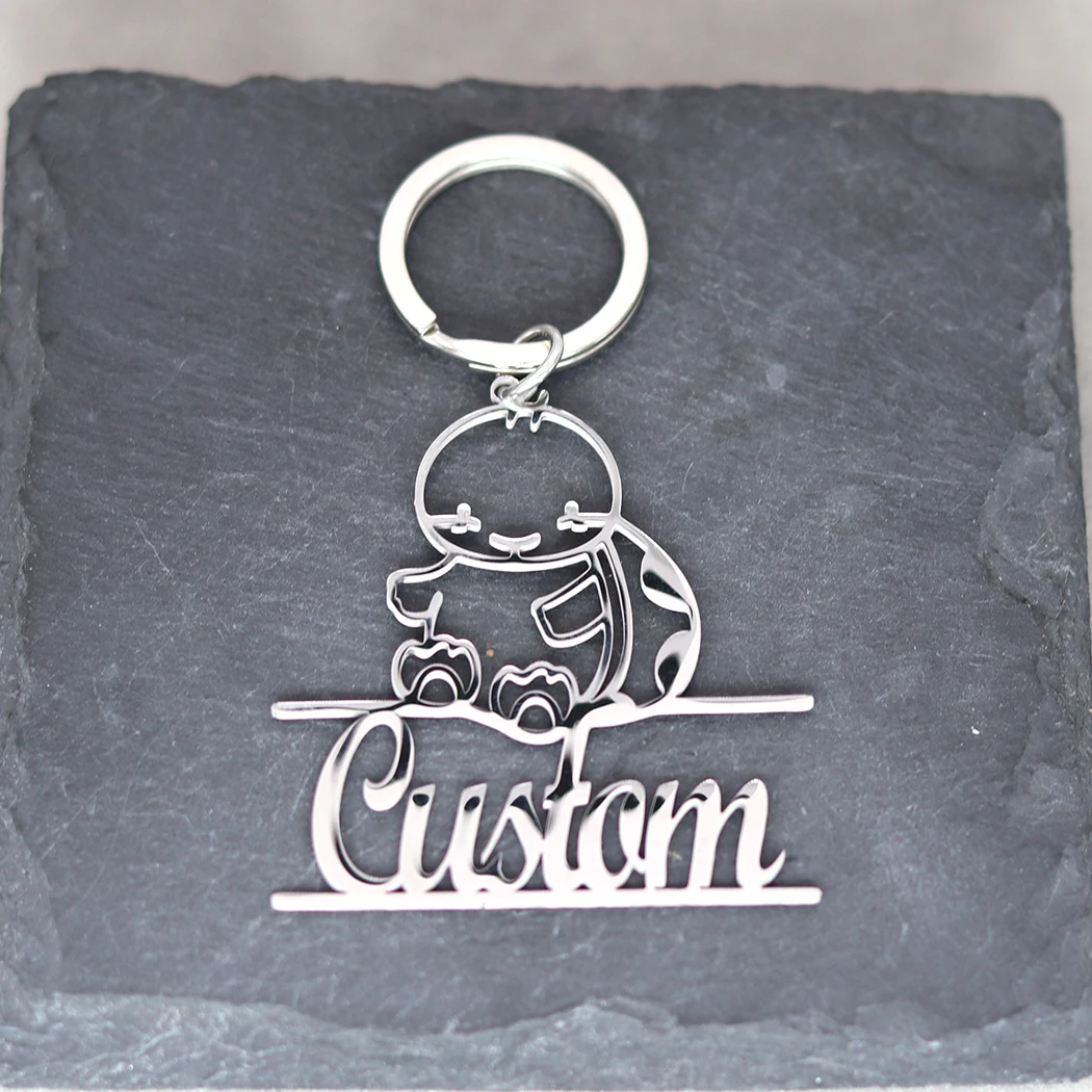 

Personalized Turtle Pendant Customized Engrave Name Keychain Men Women Car Keyring Stainless Steel Jewelry Souvenir Gift