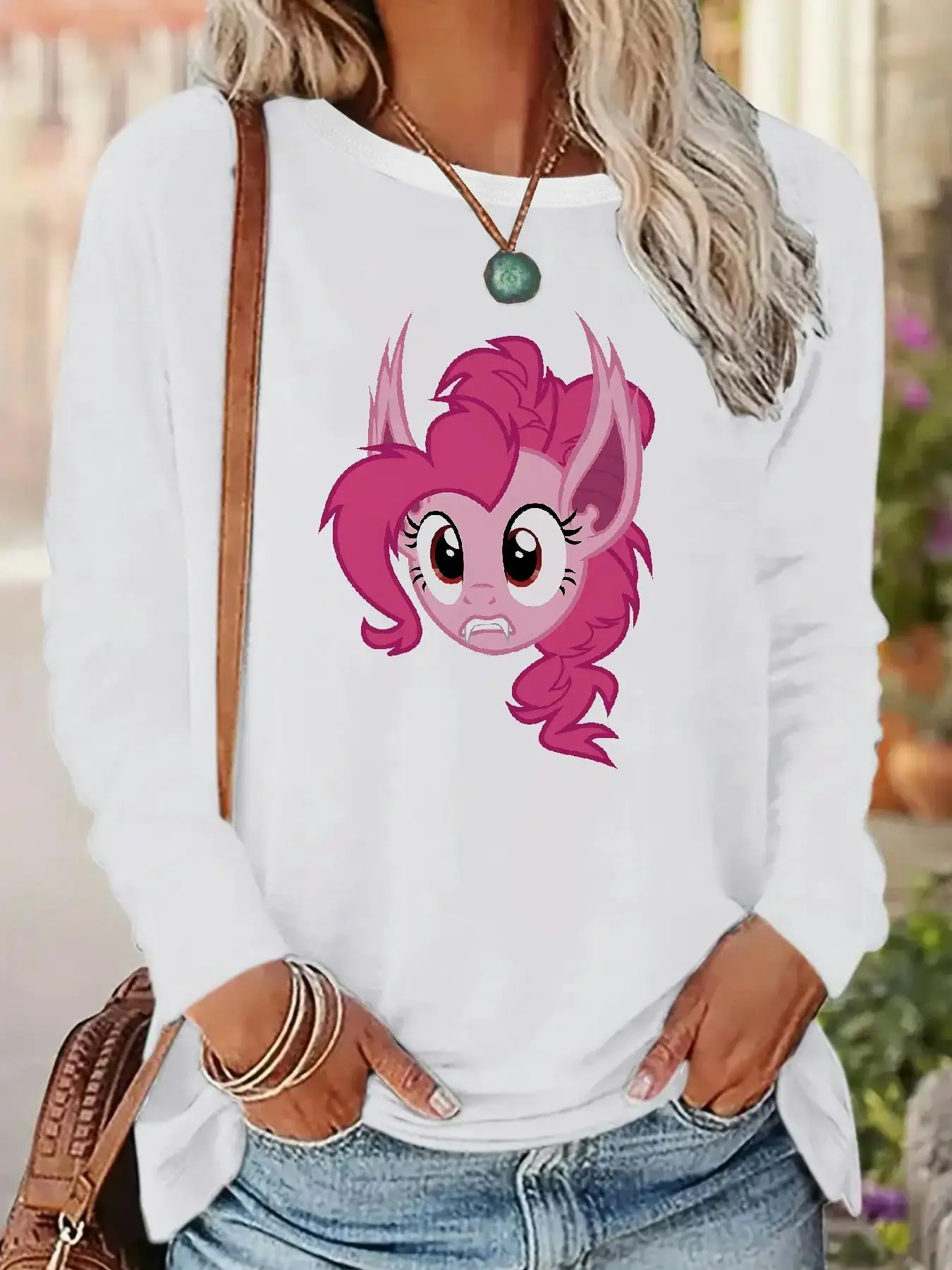 

MY LITTLE PONY M26212 (85) Women's Clothing, 95%Polyester+5%Elastane Women's Long Sleeve T-Shirts, Women's Casual Long Sleeve