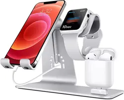 Bestand 3 in 1 Stand Holder for iPhone Mobile Phone iWatch Apple Watch and Charging Stand Station for Airpods Only (Patented, Ai