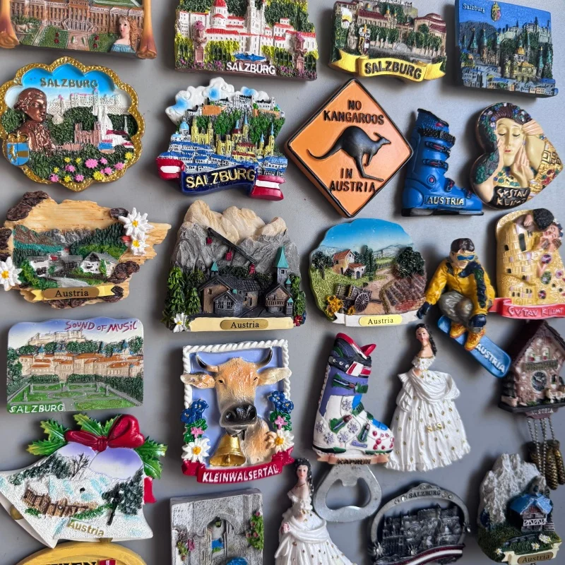 Vienna Schönbrunn Palace Tourist Souvenirs Salzburg Austria Alpsskiing OSTERREICH Magnetic Fridge Magnets Collection Home Decor