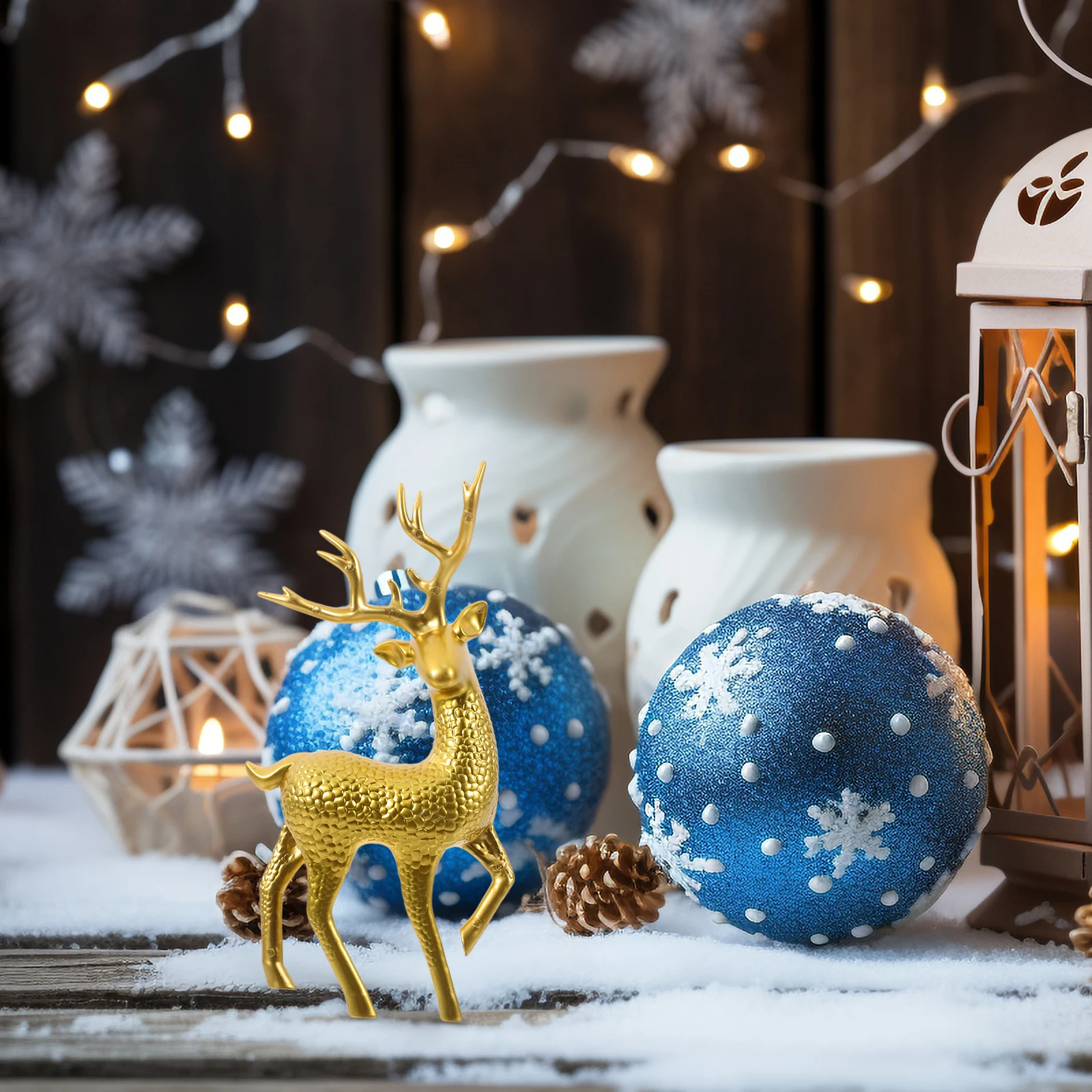 

6 Pcs Outdoor Deer Christmas Decor Home Scene Decoration Snow Crystal Ball Ornament