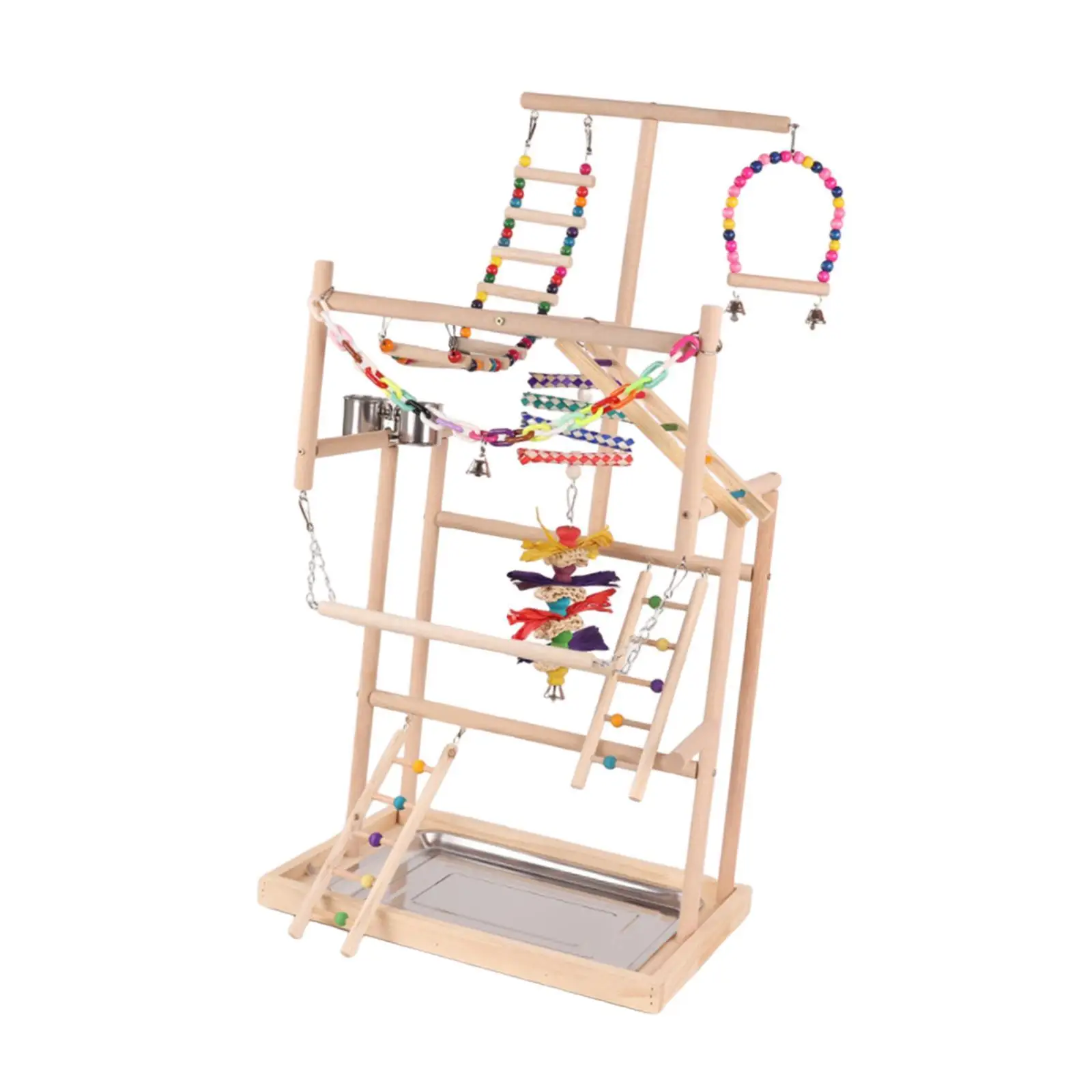 

Parrot Playground Accessories with Ladder Activity Center Wood Perch Gym Playpen for Conures Budgie Macaws Lovebird Parakeet