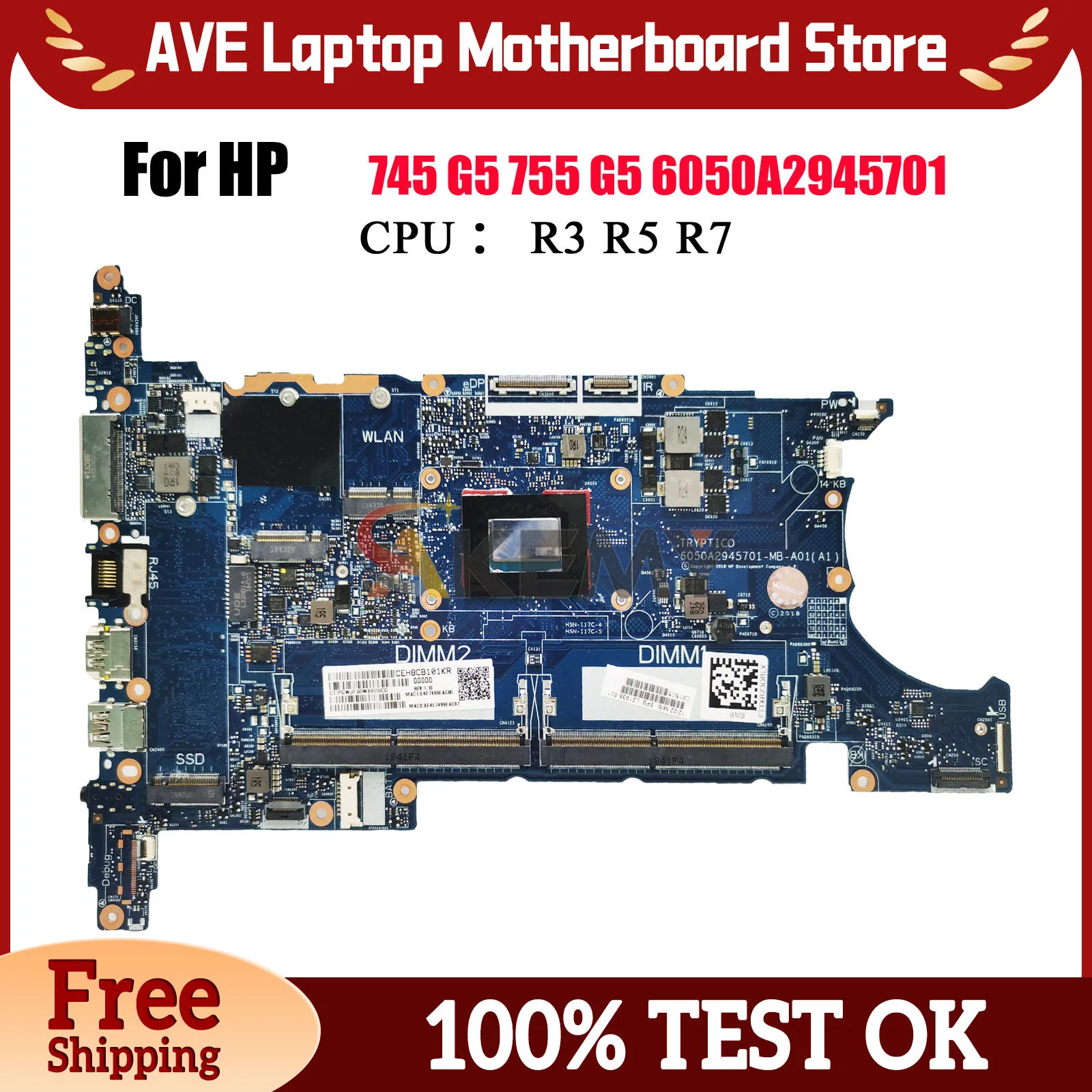 

6050A2945701 для ноутбука HP EliteBook 745 G5 755 G5, материнская плата L21936-001 L21937-001 с процессором R3 R5 R7 DDR4, 100% полностью протестирована