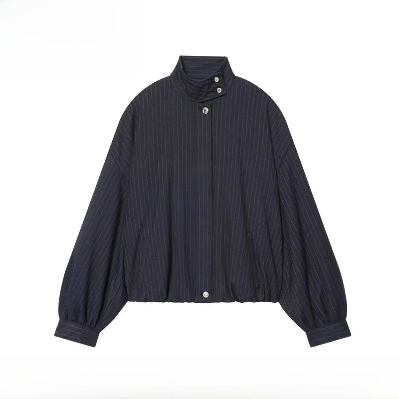 

Новая женская модная куртка-пилот EVEA, осенне-зимняя, приталенная, с полосками и декоративной молнией, короткая верхняя одежда из полиэстера, стандартный крой, для женщин.