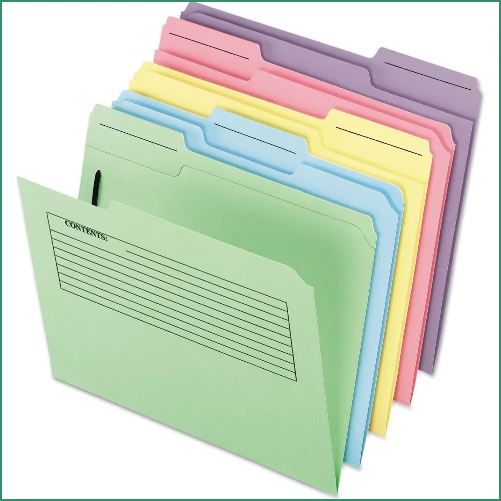 Assorted Letter-Size Top-Tab Folders with Fastener, 30-Pack for Organized Filing