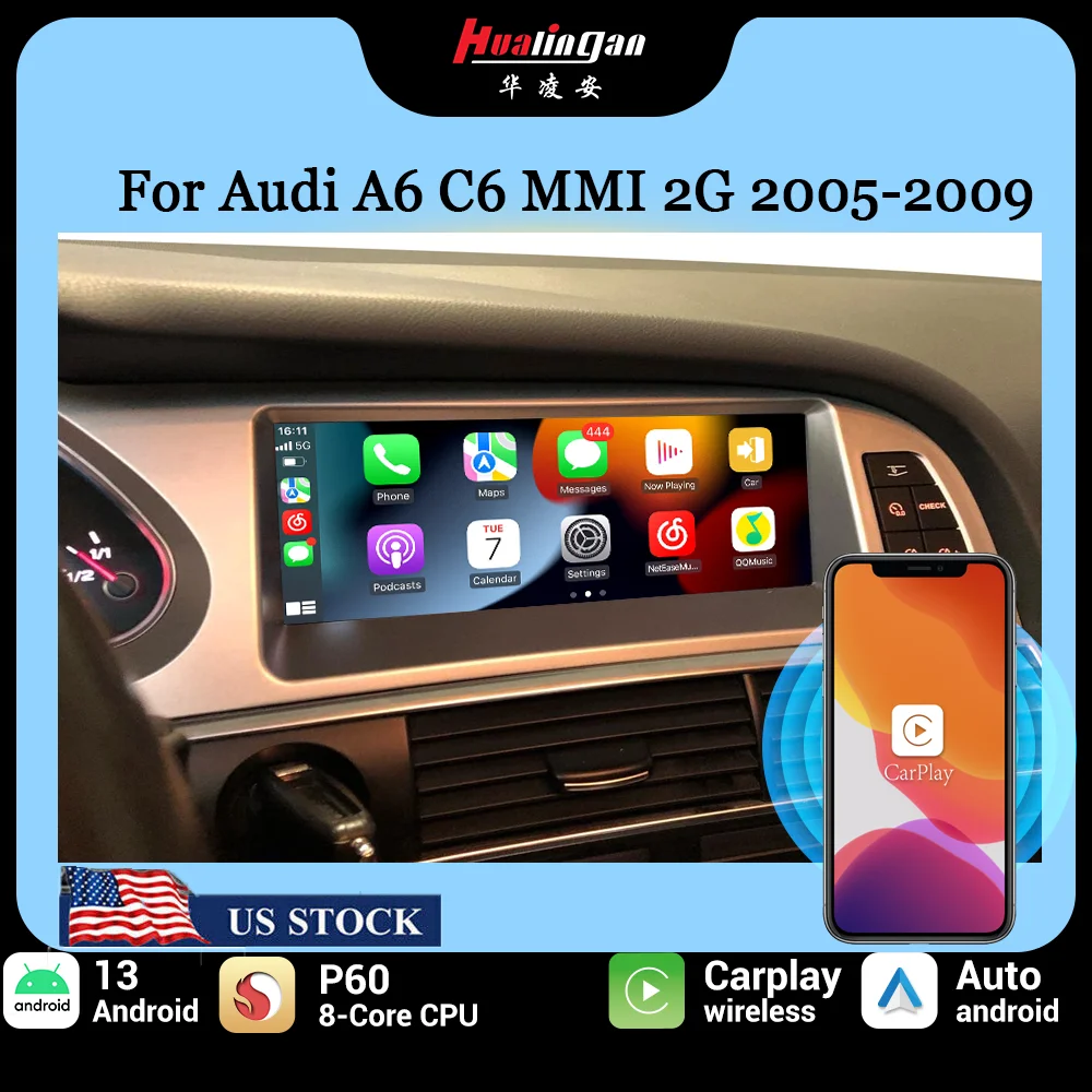 

Android screen upgrade 8.8 "for 2005 2006 2007-2009 Audi A6 C6 aftermarket stereo upgrade Apple CarPlay Android Auto head unit