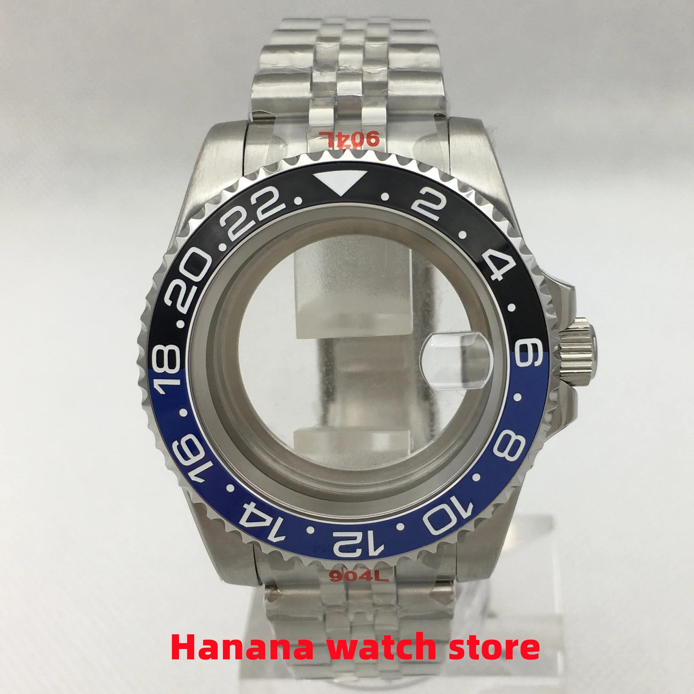 

40mm case sapphire GMT black blue bezel, suitable for NH35 NH36 NH38 NH39 ETA2824 2836 PT5000 Miyata DG series movement