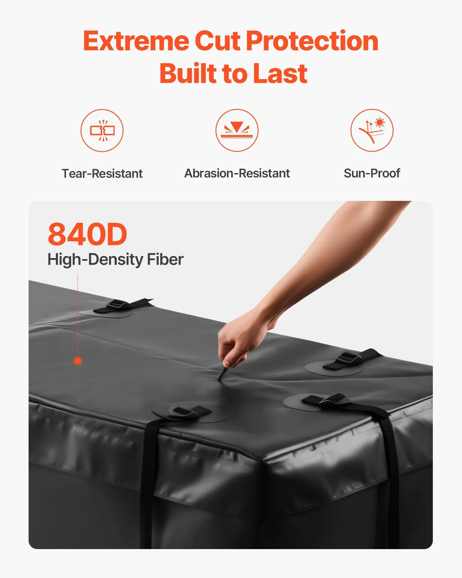 20立方フィート防水ヒッチカーゴボックス代替品 59.84x23.9x24.02インチ 840D PVC素材 8本の安定ストラップ 防錆バックル