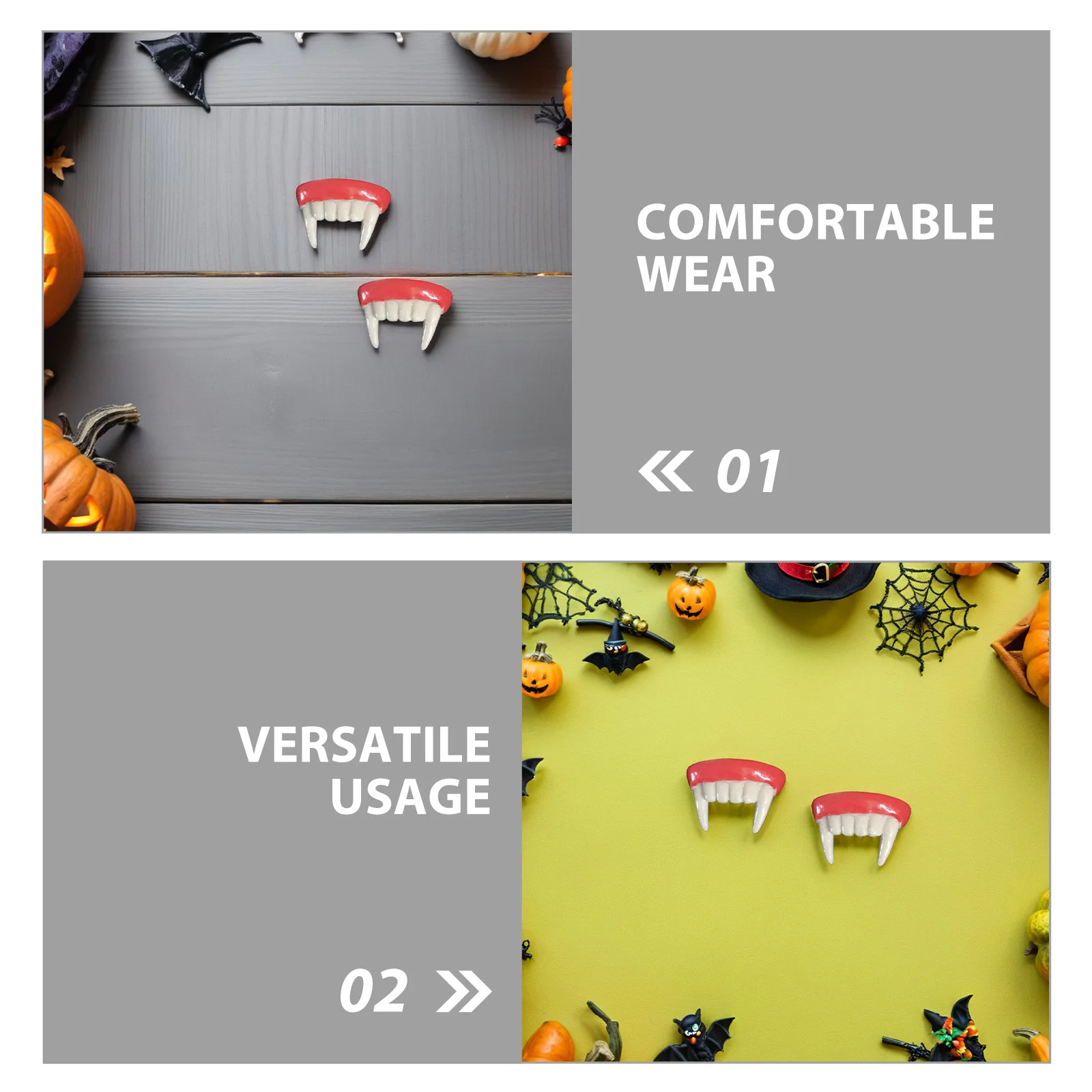 4Pcs Horror Fake Vampire Teeth Caps Realistic Halloween Cosplay Fangs Scary Gothic Costume Accessories for Adults Kids