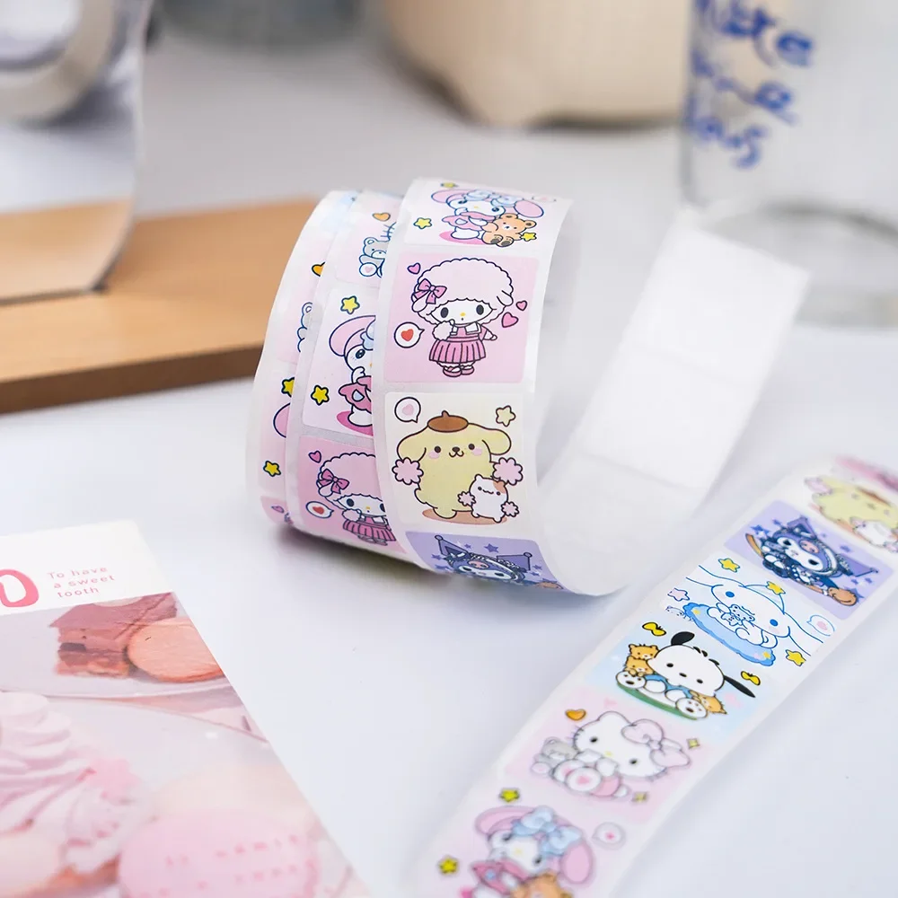 Kuromi-pegatinas cuadradas de dibujos animados para niños, calcomanías decorativas para equipaje plano de Hello Kitty, juguetes para niños, 500,