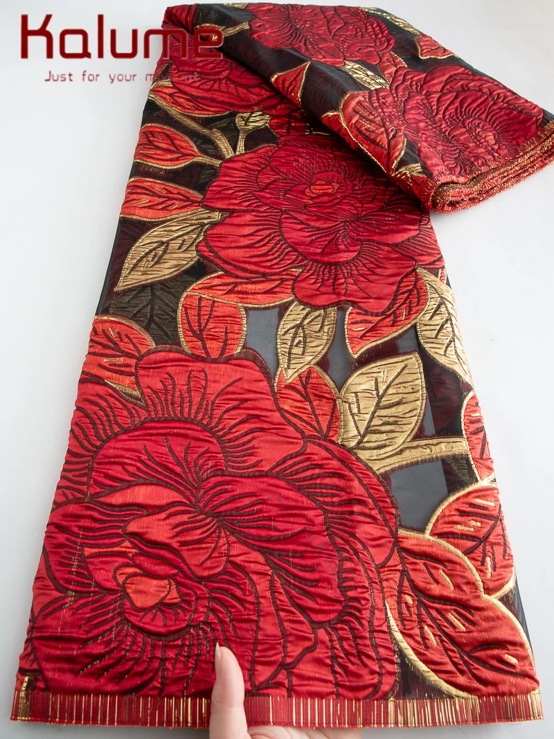 قماش الديباج للنساء ، الأورجانزا الجاكار ، قماش دمشقي أفريقي ، فساتين سهرة ، جودة عالية ، F3753 ، 5 ياردات ، #5