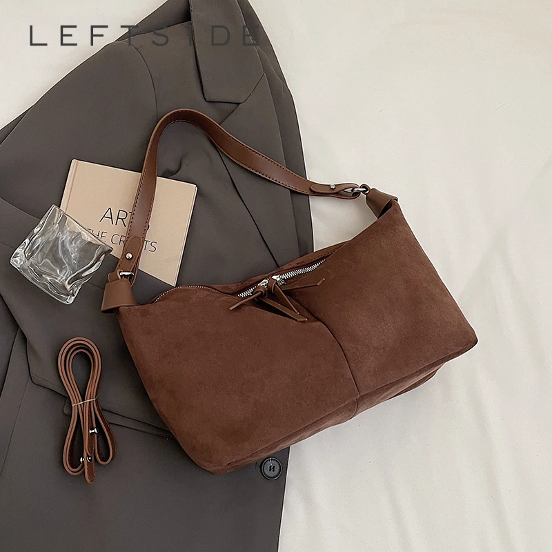 

Левая сторона, женская сумка через плечо из искусственной кожи, зима 2024, мягкая сумка-хобо в стиле ретро, роскошная дизайнерская сумка через плечо, женские сумки и кошельки