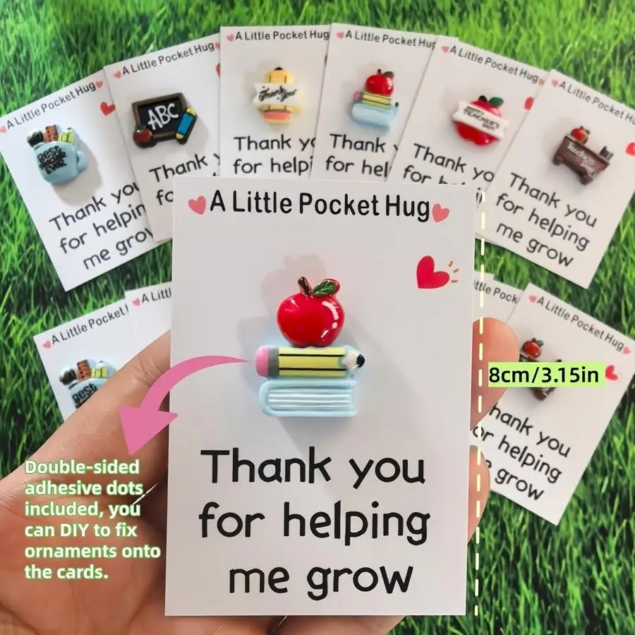 1/5/10/20/50/100pcs Pack of 12 Party Favor Bags with Fun Prints — Includes Thank-You Cards, Resin Chalkboard-Shaped Ornaments, P