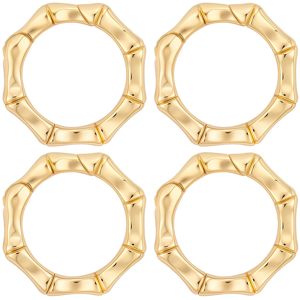 1 Box 6Pcs Real 18K Gold Plated Brass Spring Gate Rings Round O Ring Clip Metal Bamboo Joint Connector Closures Carabiner Buckle