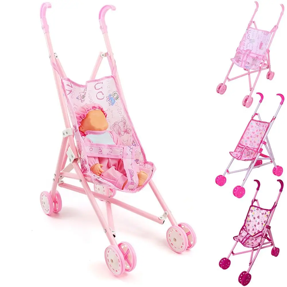 Creative Multicolor Dolls Pram Foldable Playing House Doll Handcart Stable Lightweight Baby Stroller For Boys Girl Doll Handcart
