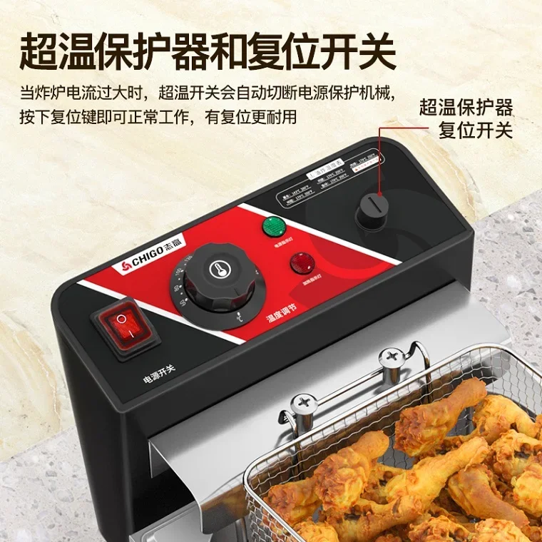 Chigo – friteuse électrique commerciale 220V, simple et Double réservoir pour chips de poulet, beignets, stand de nourriture, Machine à collation AB