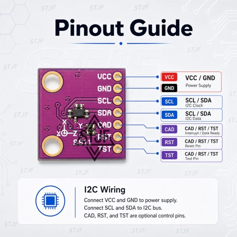 MCU-9911 AK09911C Geomagnetic Hall Sensor Three-axis Compass Magnetometer Module