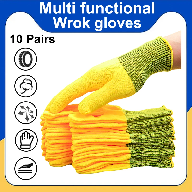 10 Pairs of M Size One Pack of Men's and Women's Gardening Protective Gloves, lightweight, Comfortable, and Breathable