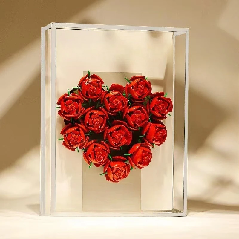 

Valentine's Day Special Gift Set Acrylic Artificial Flower Rose Bouquet Frame Picture Gift Box Valentine's Day Mother's Day