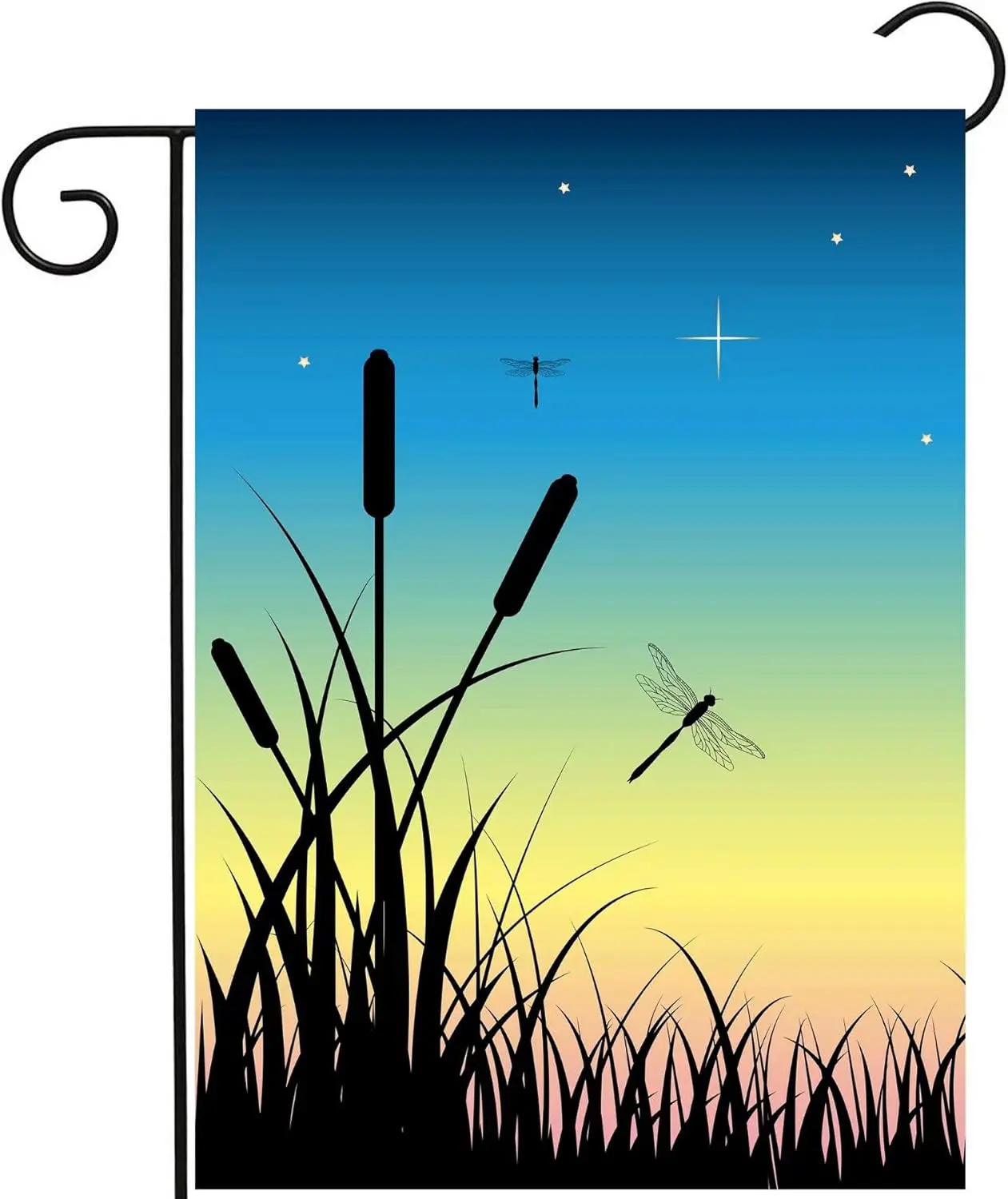 Summer Spring Scenery Dragonfly Night Sunset Over The Swamp Garden Yard Flag 12 x 18 Inch, Double Sided Outdoor Decorative Welco