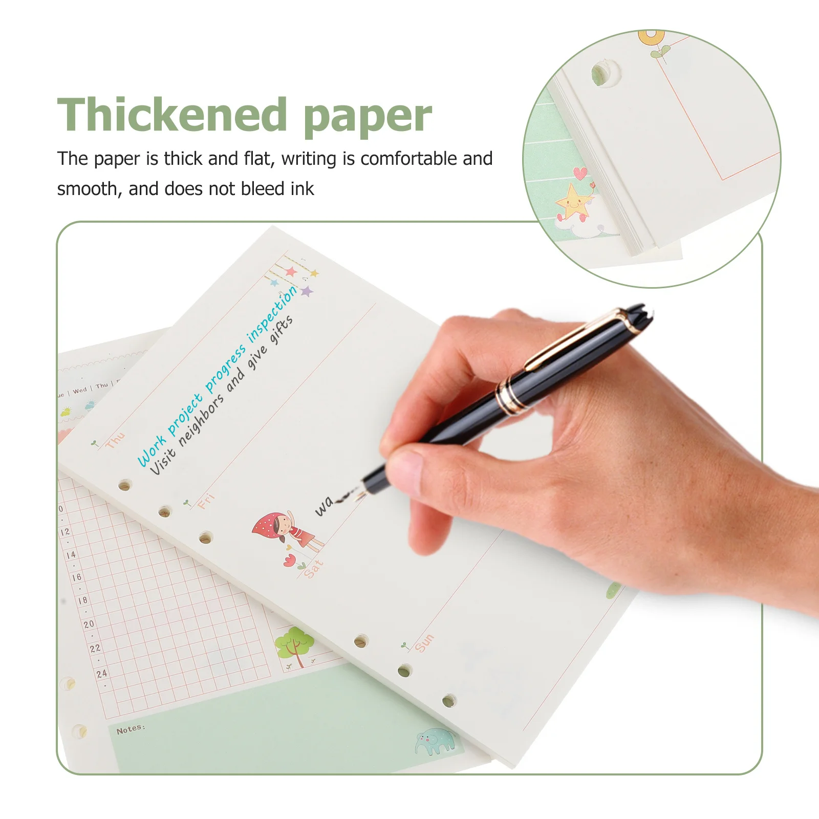 

3pcs Loose-Leaf Refills Detachable Notebook Inner Paper Replacement Core Thick Punched Papers For Planner Notepad Journal