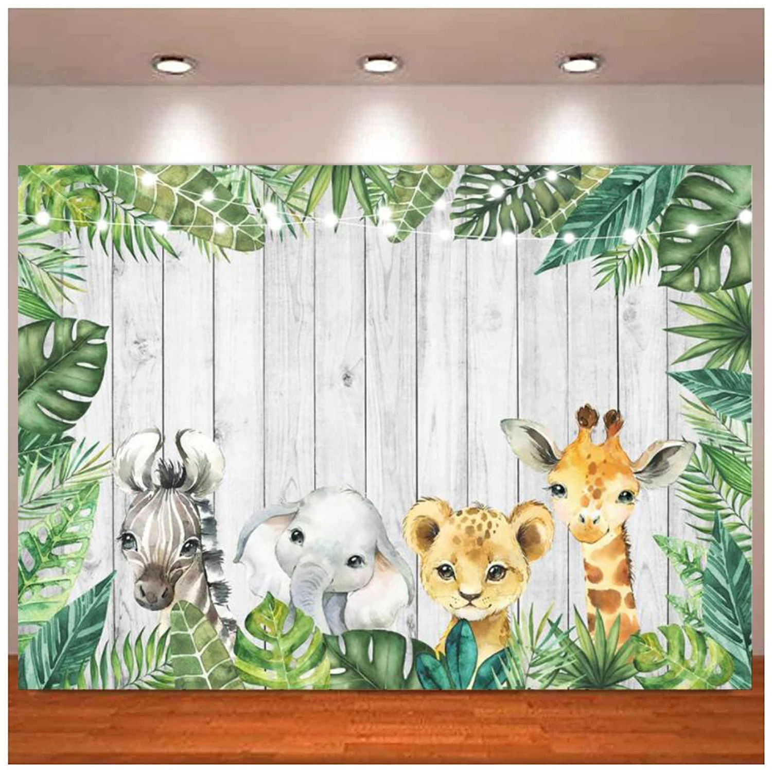 

Woodland Baby Shower Photography Backdrop Jungle Animals Background Watercolor Safari One Birthday Newborn Baby Party Decoration