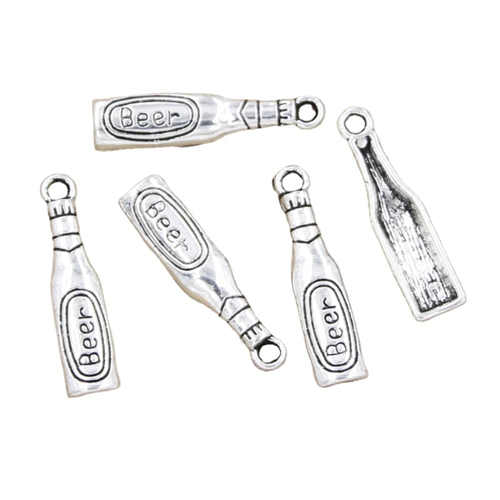 20 sztuk Charms piwa butelka 24x6mm Antique Making wisiorek fit,Vintage tybetański srebrny kolor, ręcznie robiona biżuteria DIY
