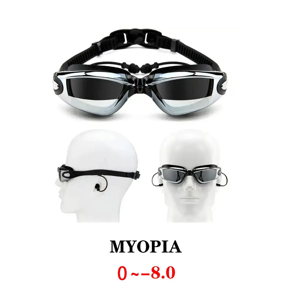 2021 Adult Myopia Swimming Goggles Earplug Professional Pool Glasses Anti Fog Men Women Optical Waterproof Eyewear Wholesale