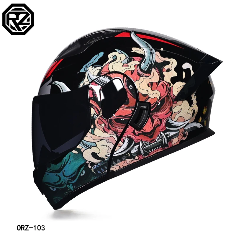 High Quality ORZ Motorcycle Full Face Helmet Four Seasons Motocross Racing Modular Flip Up Casco Moto Men Women Off Road Helmet