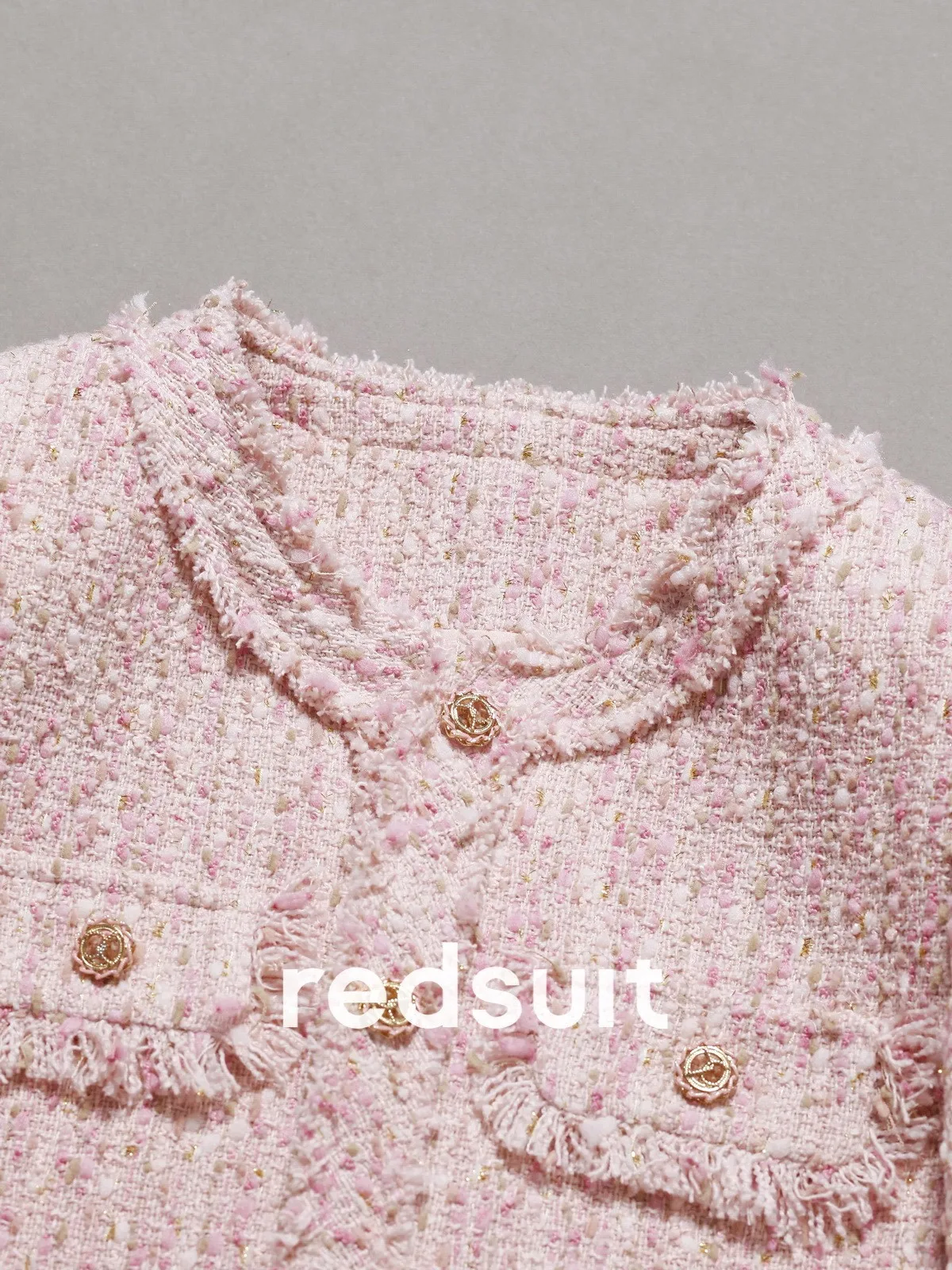 New Pink coarse woolen coat, gentle top Custom Sizes