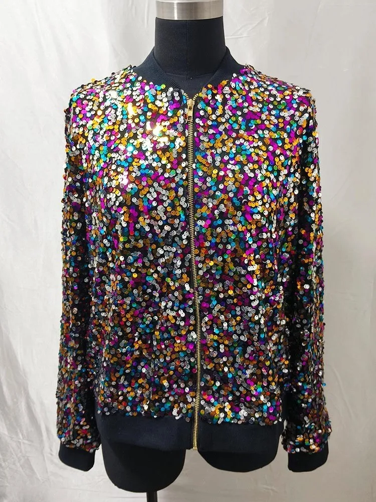  Beaded Mesh Bottom Jacket Elegant Fashionable Long Sleeve Women's Coat Polyester Fiber Standard Edition European Style