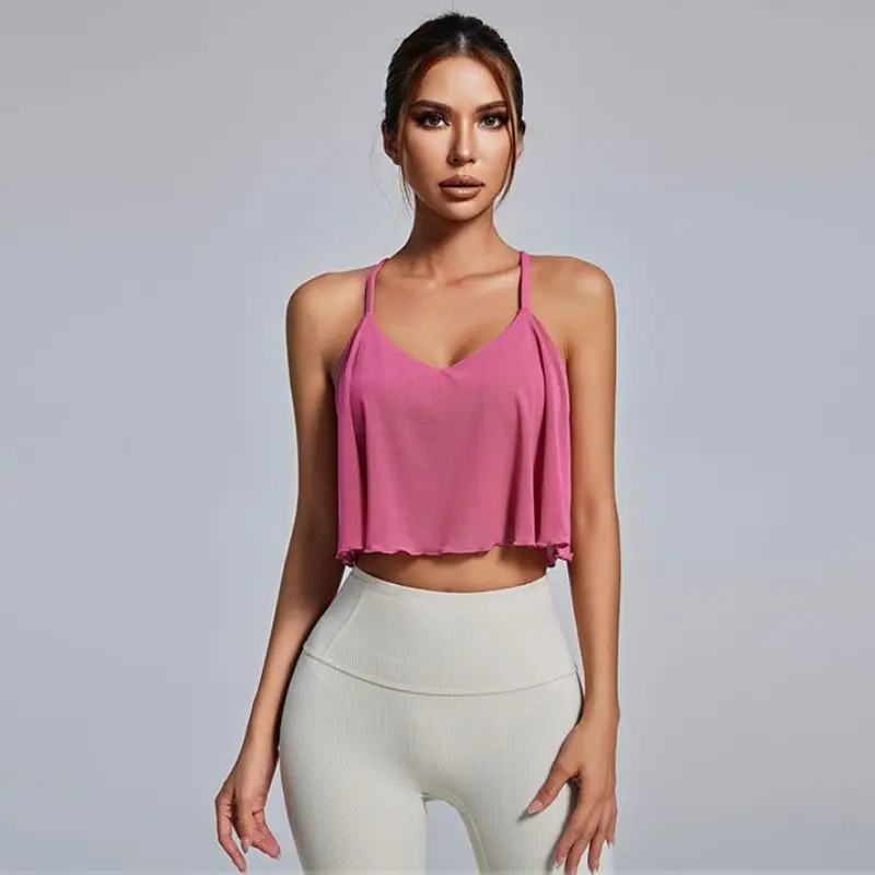 Pure Desire Hot Girl Yoga Clothes Sports Training Top Women's Vest with Chest Pad Running Fitness Back Exercise Upper Body