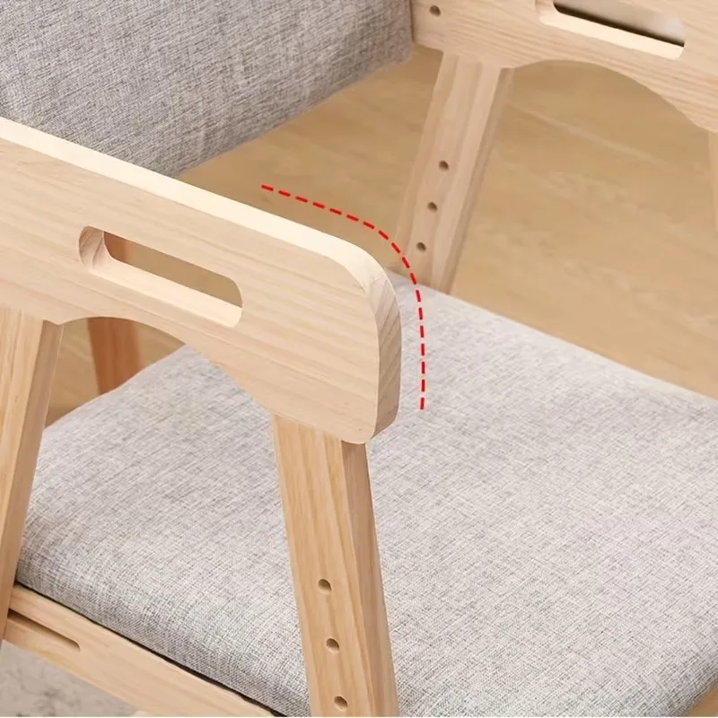 Solid Wood High Chair for Toddlers to Teens Adjustable Height Toddler Dining Study Chair Easy to Clean Highchair with Cushion image 6