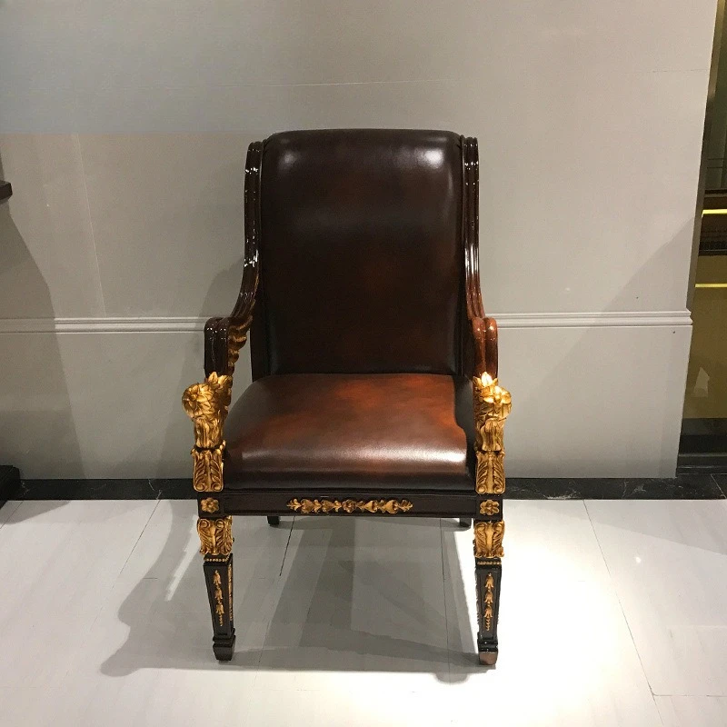 Alexander English Neoclassical Leisure Chair Villa Mansion Single Chair Mahogany Single Sofa Leisure Chair