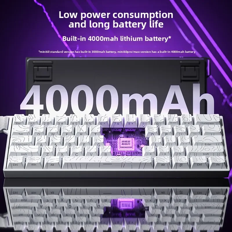 AULA MINI 60HE PRO 8000hz لوحة مفاتيح ميكانيكية بعمود مغناطيسي لاسلكي مفاتيح قابلة للتبديل السريع وضع توفير الطاقة لوحة مفاتيح الألعاب #5