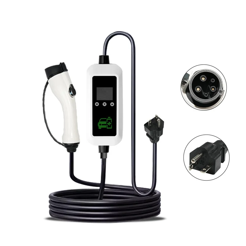 

Factory Direct 8A 16A LED Screen Adjustable Portable EV Charger 3.5kW EV Charger Type 2 Electric Vehicle Charger