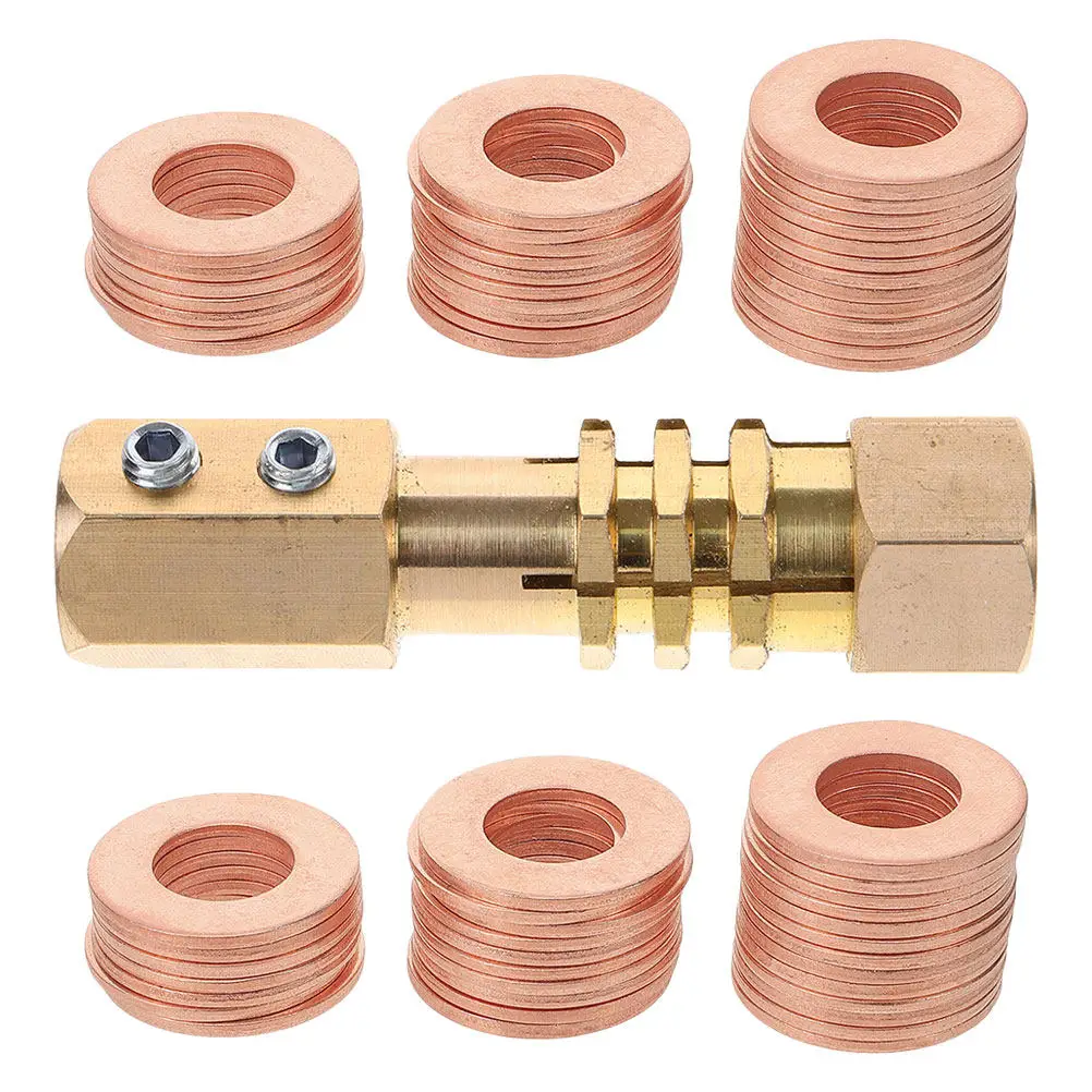 200Pcs Copper Sealing Washers Assortment Kit Flat Plug Gasket Metric Crush Washers for Automotive Body Repair Machine