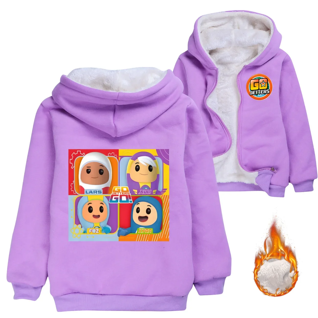 Video Go Jetters Clothes Kids Cartoon Zipper Jackets Baby Girls Winter Warm Thicken Coats Teen Boys Long Sleeve Outerwear Parkas
