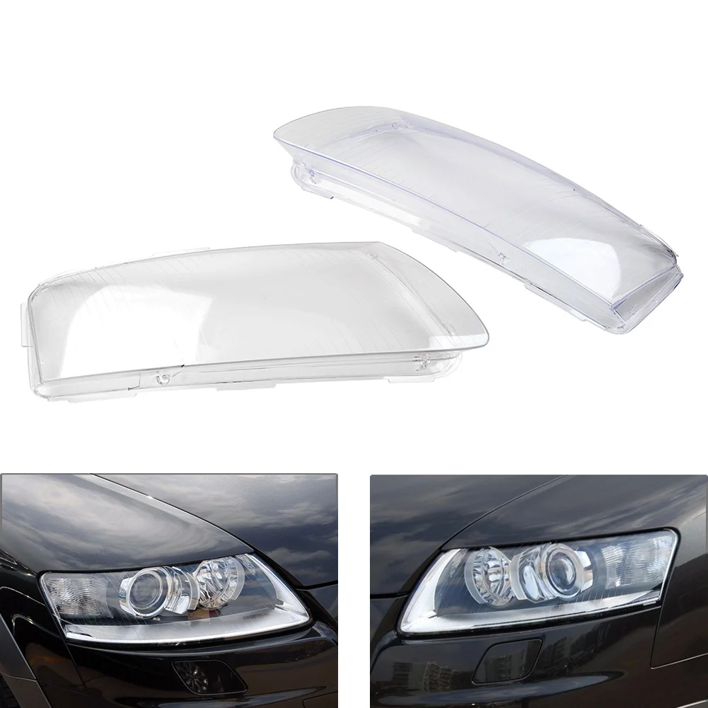 2Pcs Car Headlight Headlamp Clear Lens Cover Shade Shell For Audi A6 C6 2006 2007 2008 2009 2010 2011 4F0941003 4F0941004