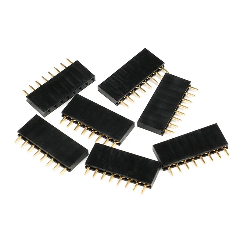 10pcs 2.54mm Pitch Black Single Row Female 2~40P PCB socket Board Pin Header Connector Strip Pinheader 2/3/4/6/10/12/16/20/40Pin