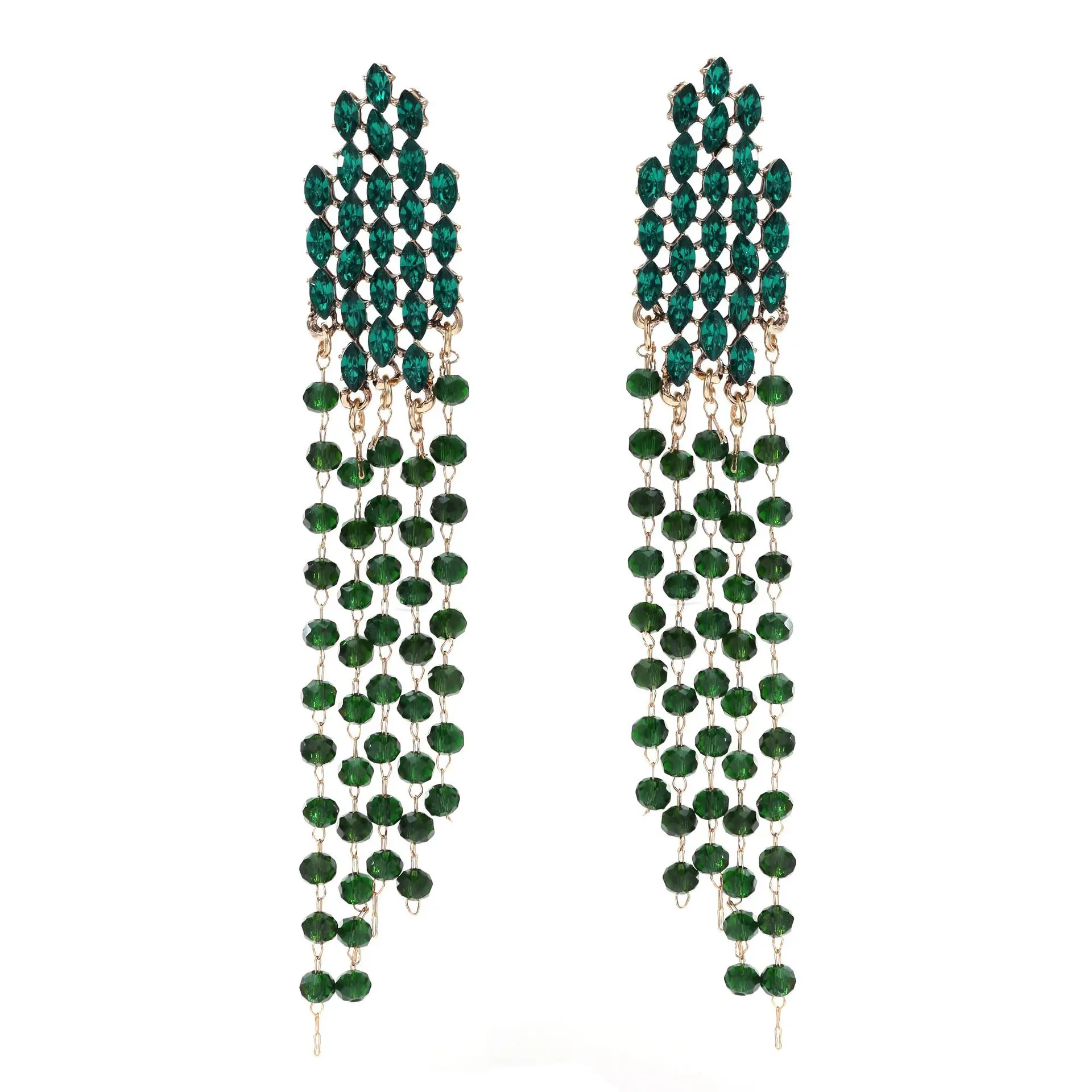 Luxuriöse Kristall-Strass-Perlen-Ohrringe mit langen Quasten für Damen, modischer Brautschmuck für Hochzeiten, Abendpartys und besondere Anlässe – Detail 5