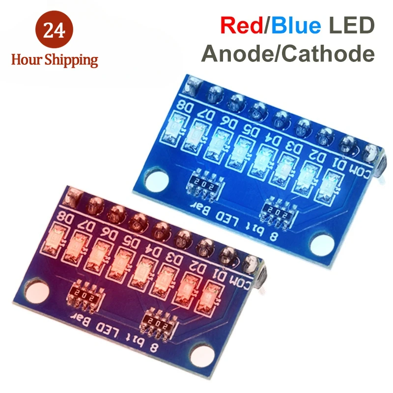 3.3V 5V 8 Bit Blue /  Red Common Anode / Cathode LED Indicator Module Diy Kit For Arduino NANO UNO Raspberry pi 4 Nodemcu V3