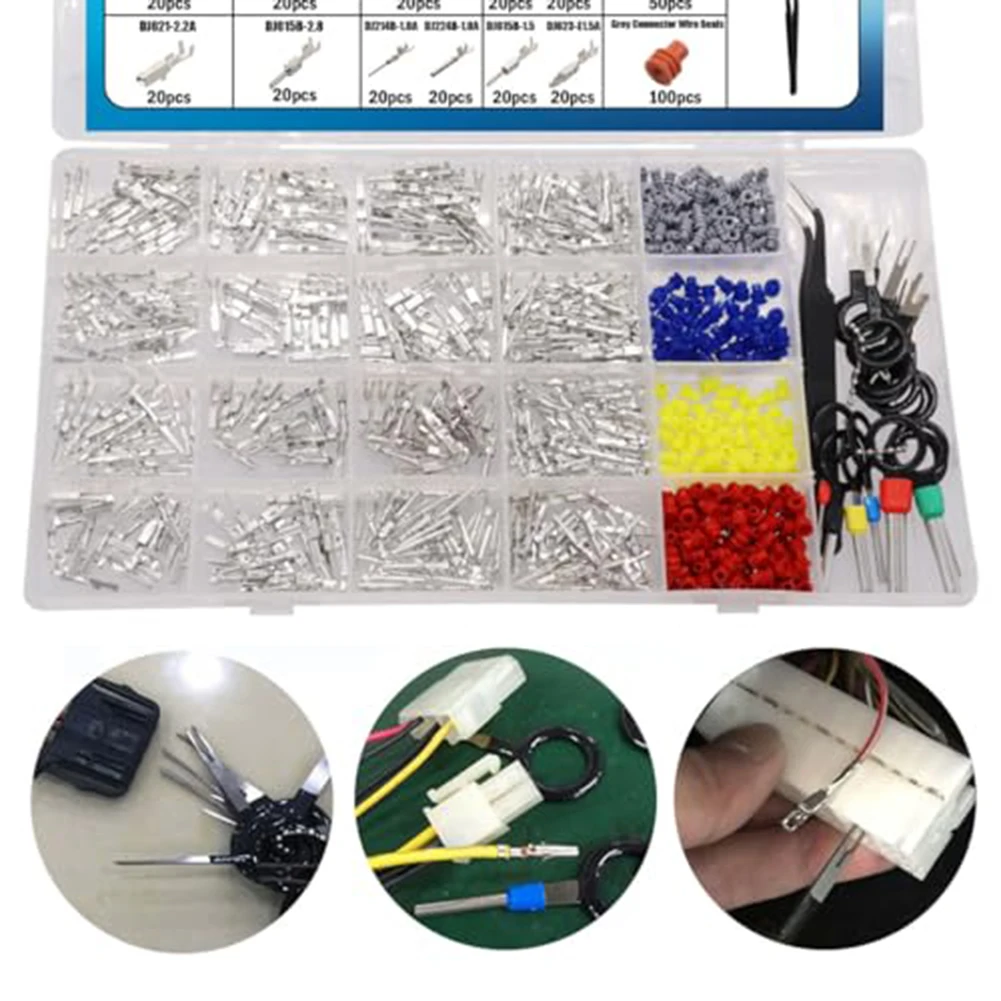 

720PCS Car Electrical Wire Terminal Tool 1/1.5/1.8/2.2/2.8/3.5mm For 12V Connectors, Motorcycles, Trucks, Ships Car Electrical W