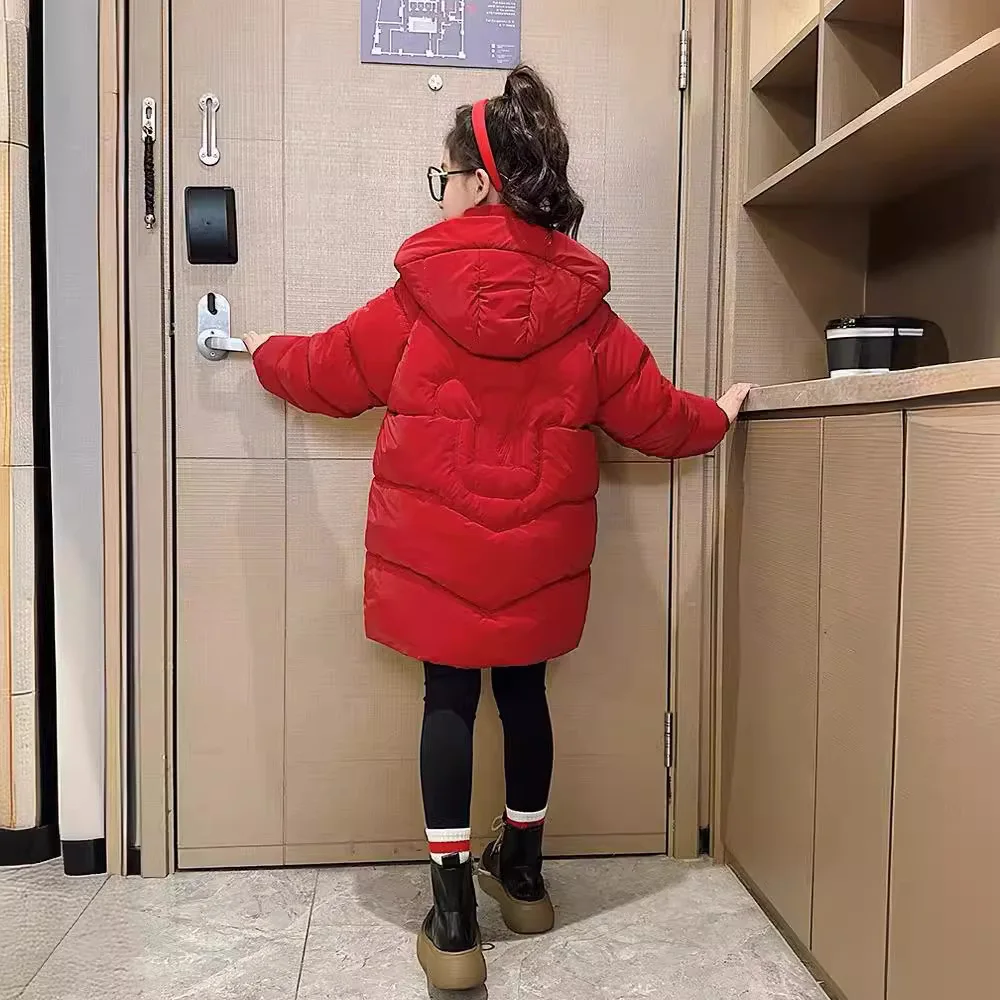 New girls' New Year's clothing in stock, Korean version, medium to long length, casual popular, cotton jacket, children's winter