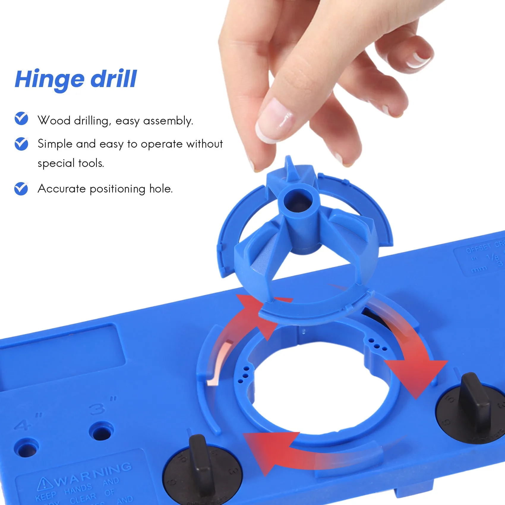 A76K 35Mm Concealed Hinge Drilling Jigs Hinge Hole Saw Jig Drilling Guide Locator Hole Opener Door Cabinets Woodworking Diy Tool