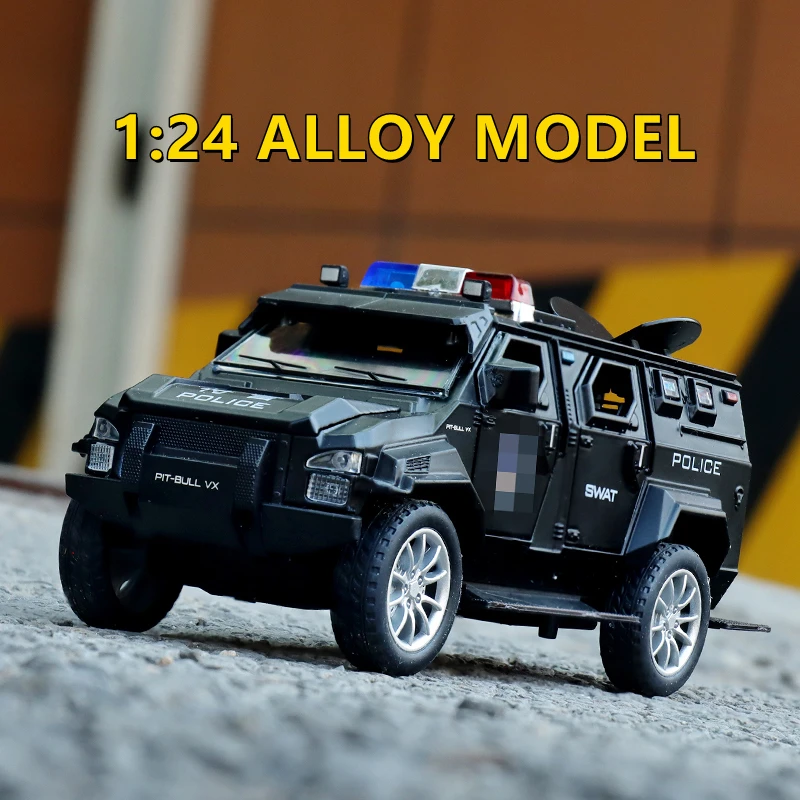 

1:24 Jeeps Alloy Modified Armored Car Truck Model Diecast Toy Off-road Vehicles Metal Police Explosion Proof Car Model Gitf