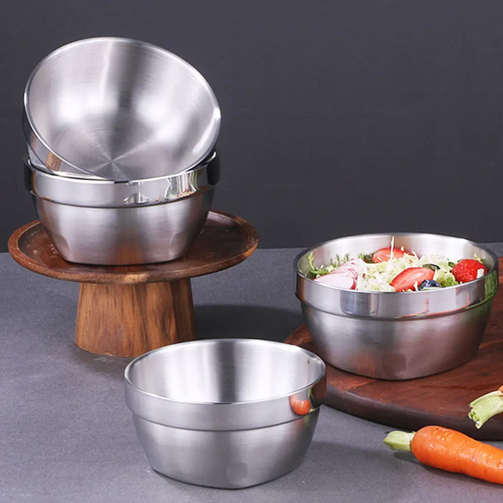 

Double layer Stainless Steel Thickened Bowls Kitchen Ramen Baby Food Containers Home Tableware Salad Spaghetti Rice
