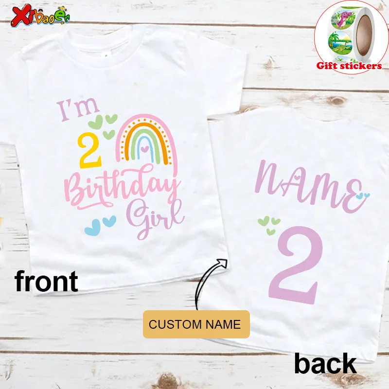 

Birthday Shirt Girl Rainbow Shirts Party Shirt for Kids Personalized Name Shirt Toddler Baby Gift 1st Clothes Boy Tee Girl Shirt